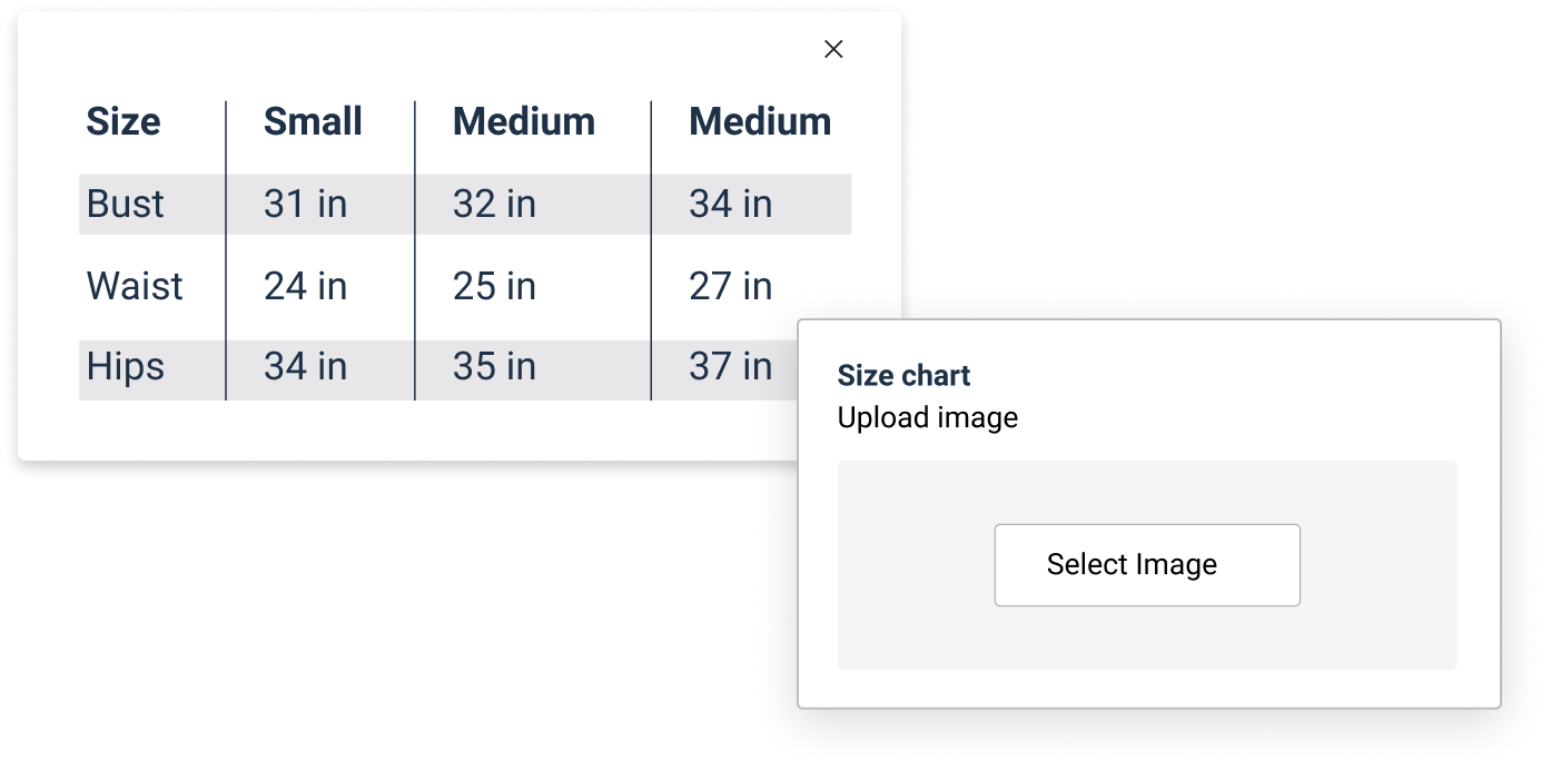 Get Size Chart Popup