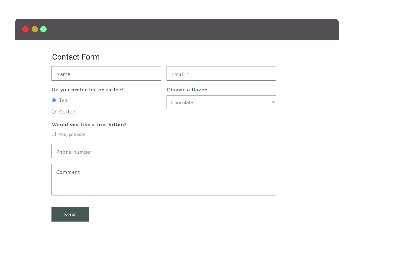 Show Additional fields in the contact form