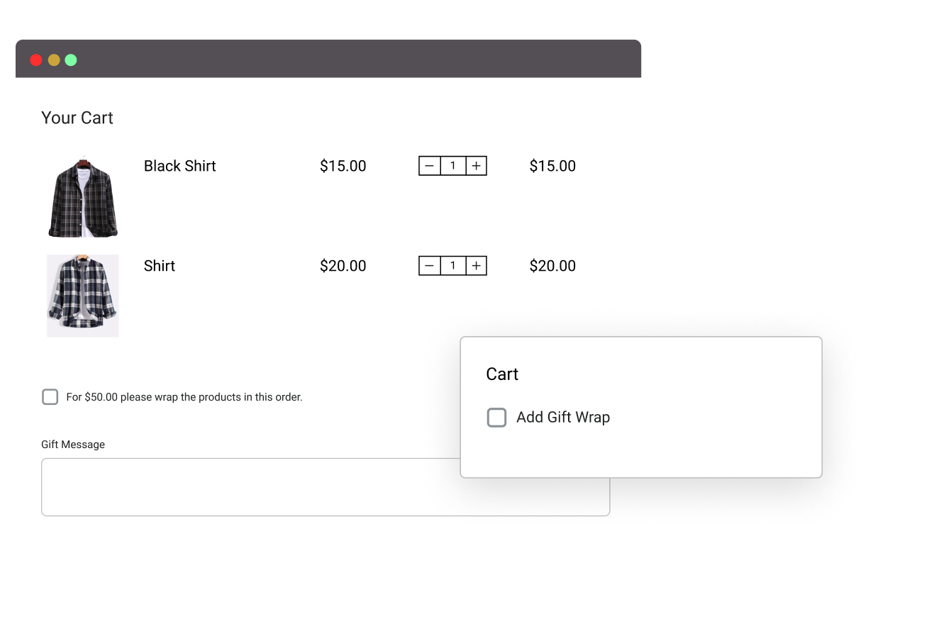 Offer Gift Wrapping Option On Cart Page